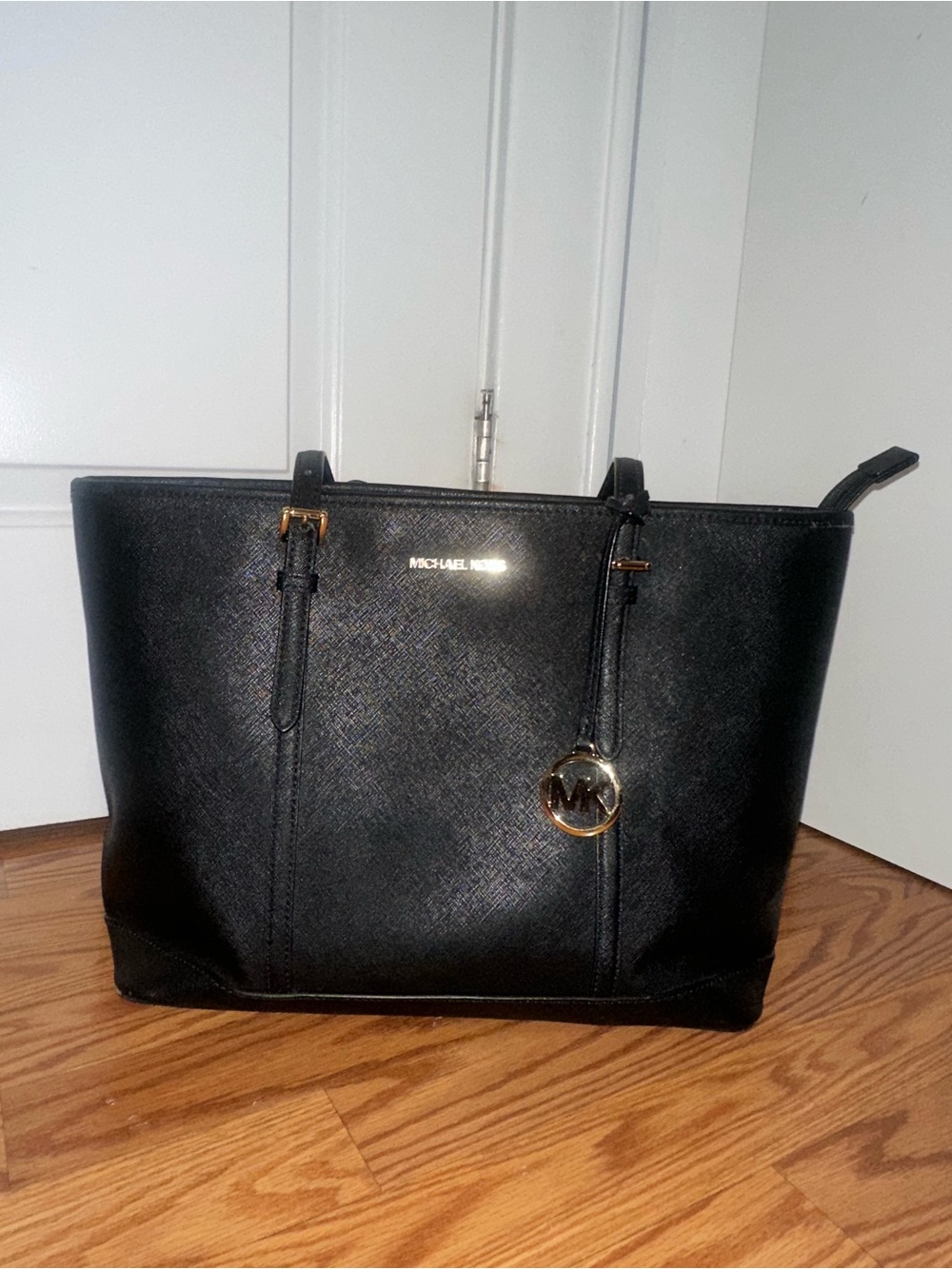 Michael Kors Large Black Saffiano Tote with Gold Hardware